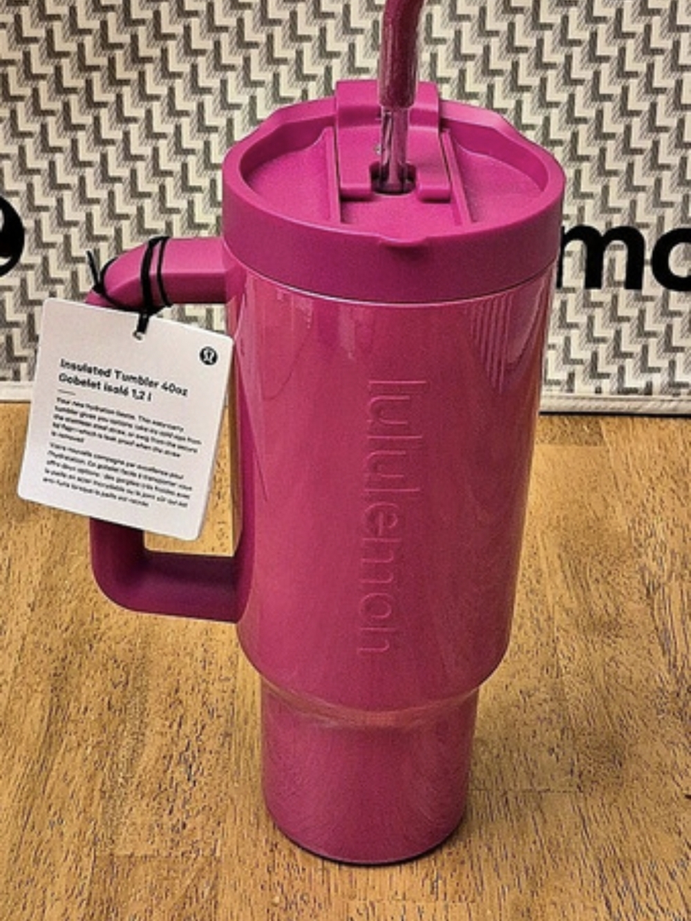 Lululemon Insulated Tumbler 40oz Pink Flare NWT Double Walled Padded Straw - Picture 3 of 6